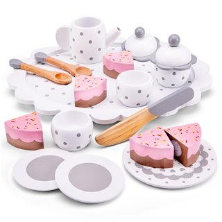 Tea set with cutting cake - white